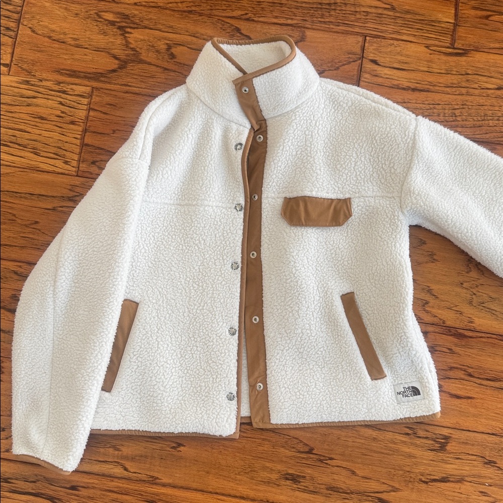 The North Face White and Tan Fleece Jacket